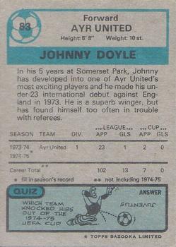 1975-76 Topps Footballers (Scottish, Blue Back) #83 John Doyle Back