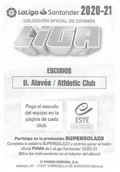 2020-21 Panini LaLiga Santander Este Stickers #NNO Escudos - D. Alaves / Athletic Club Back