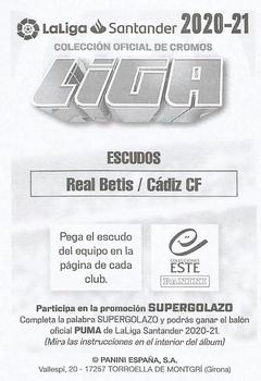 2020-21 Panini LaLiga Santander Este Stickers #NNO Escudos - Real Betis / Cadiz CF Back