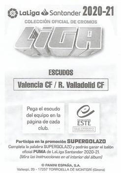 2020-21 Panini LaLiga Santander Este Stickers #NNO Escudos - Valencia CF / R. Valladolid CF Back