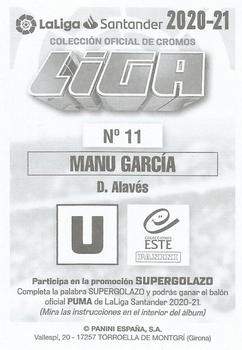 2020-21 Panini LaLiga Santander Este Stickers #11 Manu García Back
