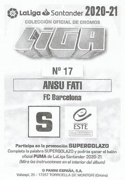 2020-21 Panini LaLiga Santander Este Stickers #17 Ansu Fati Back