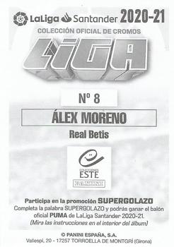 2020-21 Panini LaLiga Santander Este Stickers #8 Alex Moreno Back