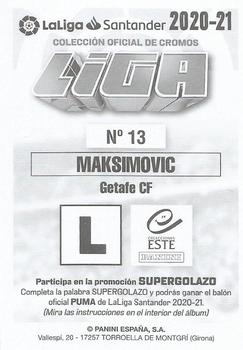 2020-21 Panini LaLiga Santander Este Stickers #13 Nemanja Maksimović Back