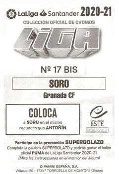 2020-21 Panini LaLiga Santander Este Stickers #17bis Alberto Soro Back