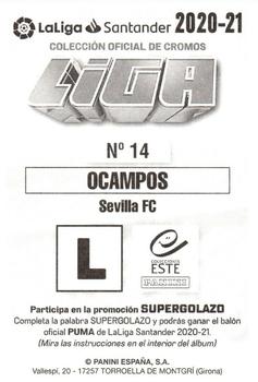 2020-21 Panini LaLiga Santander Este Stickers #14 Lucas Ocampos Back