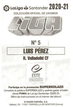 2020-21 Panini LaLiga Santander Este Stickers #5 Luis Perez Back