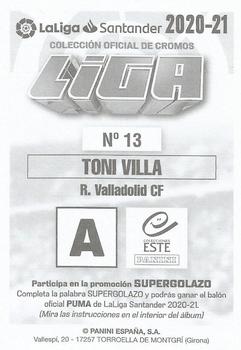 2020-21 Panini LaLiga Santander Este Stickers #13 Toni Villa Back