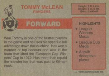 1976-77 Topps Footballers (Scottish, Red backs) #2 Tommy McLean Back