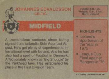 1976-77 Topps Footballers (Scottish, Red backs) #5 Johannes Edvaldsson Back