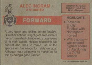 1976-77 Topps Footballers (Scottish, Red backs) #22 Alex Ingram Back