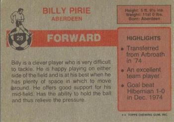 1976-77 Topps Footballers (Scottish, Red backs) #29 Billy Pirie Back