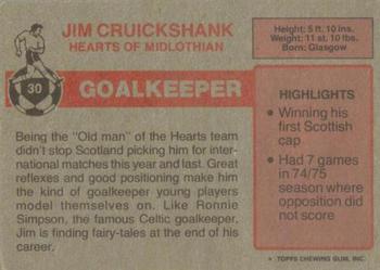1976-77 Topps Footballers (Scottish, Red backs) #30 Jim Cruickshank Back