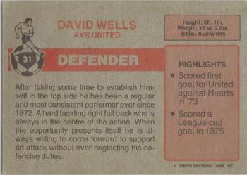 1976-77 Topps Footballers (Scottish, Red backs) #31 David Wells Back