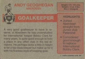 1976-77 Topps Footballers (Scottish, Red backs) #38 Andy Geoghegan Back