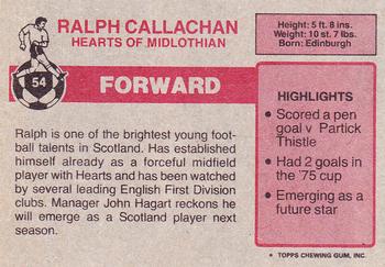 1976-77 Topps Footballers (Scottish, Red backs) #54 Ralph Callachan Back