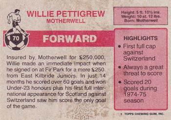 1976-77 Topps Footballers (Scottish, Red backs) #70 Willie Pettigrew Back