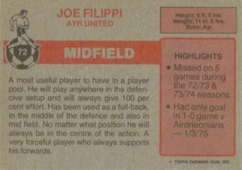 1976-77 Topps Footballers (Scottish, Red backs) #72 Joe Filippi Back