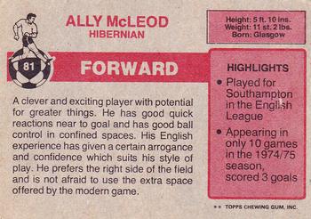 1976-77 Topps Footballers (Scottish, Red backs) #81 Ally MacLeod Back