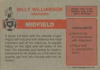 1976-77 Topps Footballers (Scottish, Red backs) #96 Billy Williamson Back