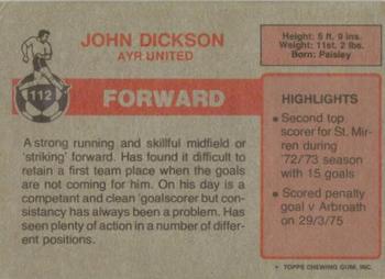 1976-77 Topps Footballers (Scottish, Red backs) #112 John Dickson Back