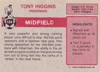 1976-77 Topps Footballers (Scottish, Red backs) #124 Tony Higgins Back