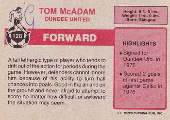 1976-77 Topps Footballers (Scottish, Red backs) #128 Tom McAdam Back