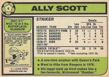 1978-79 Topps Footballers (Scottish, Green backs) #6 Ally Scott Back