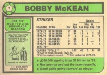1978-79 Topps Footballers (Scottish, Green backs) #7 Bobby McKean Back