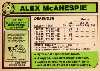 1978-79 Topps Footballers (Scottish, Green backs) #9 Alex McAnespie Back