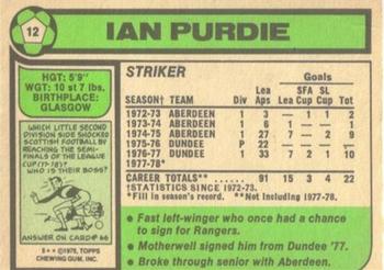 1978-79 Topps Footballers (Scottish, Green backs) #12 Ian Purdie Back