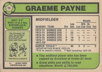 1978-79 Topps Footballers (Scottish, Green backs) #15 Graeme Payne Back
