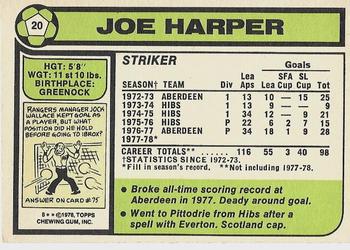 1978-79 Topps Footballers (Scottish, Green backs) #20 Joe Harper Back