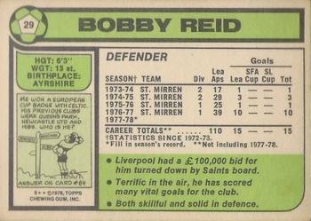 1978-79 Topps Footballers (Scottish, Green backs) #29 Bobby Reid Back