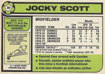 1978-79 Topps Footballers (Scottish, Green backs) #30 Jocky Scott Back