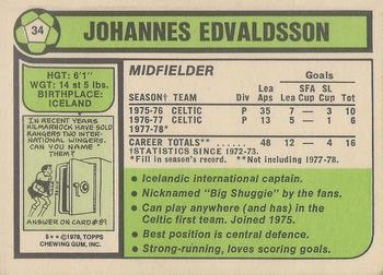 1978-79 Topps Footballers (Scottish, Green backs) #34 Johannes Edvaldsson Back