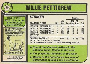 1978-79 Topps Footballers (Scottish, Green backs) #40 Willie Pettigrew Back