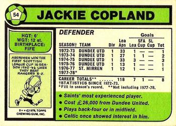 1978-79 Topps Footballers (Scottish, Green backs) #54 Jackie Copland Back