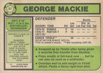 1978-79 Topps Footballers (Scottish, Green backs) #57 George Mackie Back