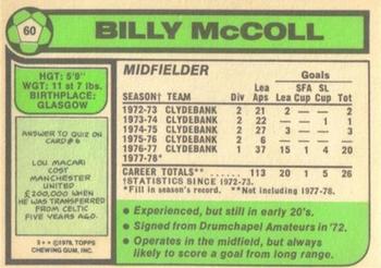 1978-79 Topps Footballers (Scottish, Green backs) #60 Billy McColl Back