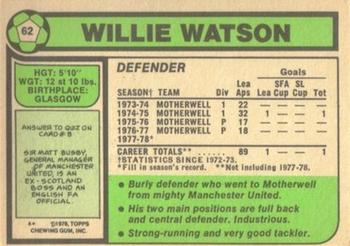 1978-79 Topps Footballers (Scottish, Green backs) #62 Willie Watson Back