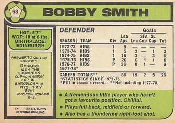 1978-79 Topps Footballers (Scottish, Green backs) #63 Bobby Smith Back