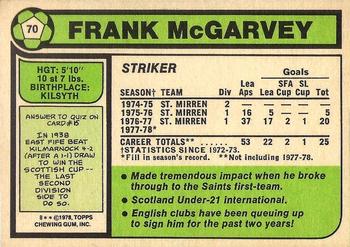1978-79 Topps Footballers (Scottish, Green backs) #70 Frank McGarvey Back