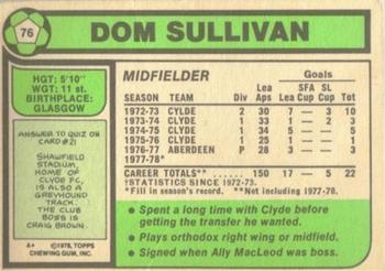 1978-79 Topps Footballers (Scottish, Green backs) #76 Dom Sullivan Back