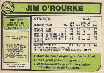 1978-79 Topps Footballers (Scottish, Green backs) #92 Jim O'Rourke Back