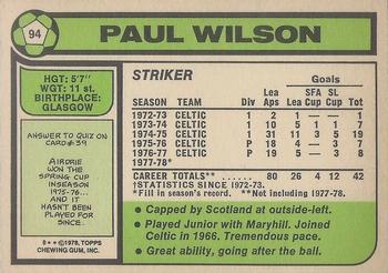 1978-79 Topps Footballers (Scottish, Green backs) #94 Paul Wilson Back
