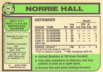 1978-79 Topps Footballers (Scottish, Green backs) #99 Norrie Hall Back