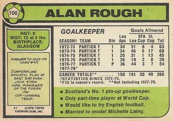 1978-79 Topps Footballers (Scottish, Green backs) #100 Alan Rough Back