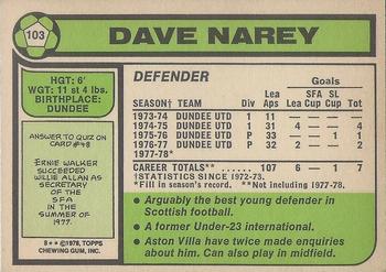 1978-79 Topps Footballers (Scottish, Green backs) #103 Dave Narey Back