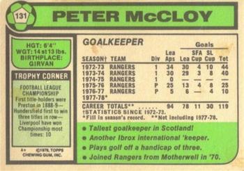 1978-79 Topps Footballers (Scottish, Green backs) #131 Peter McCloy Back